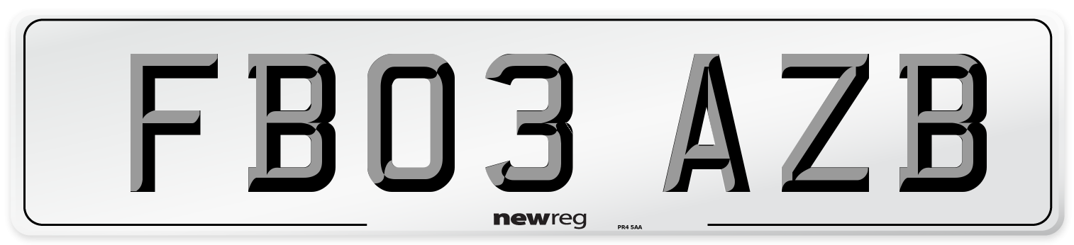 FB03 AZB Number Plate from New Reg